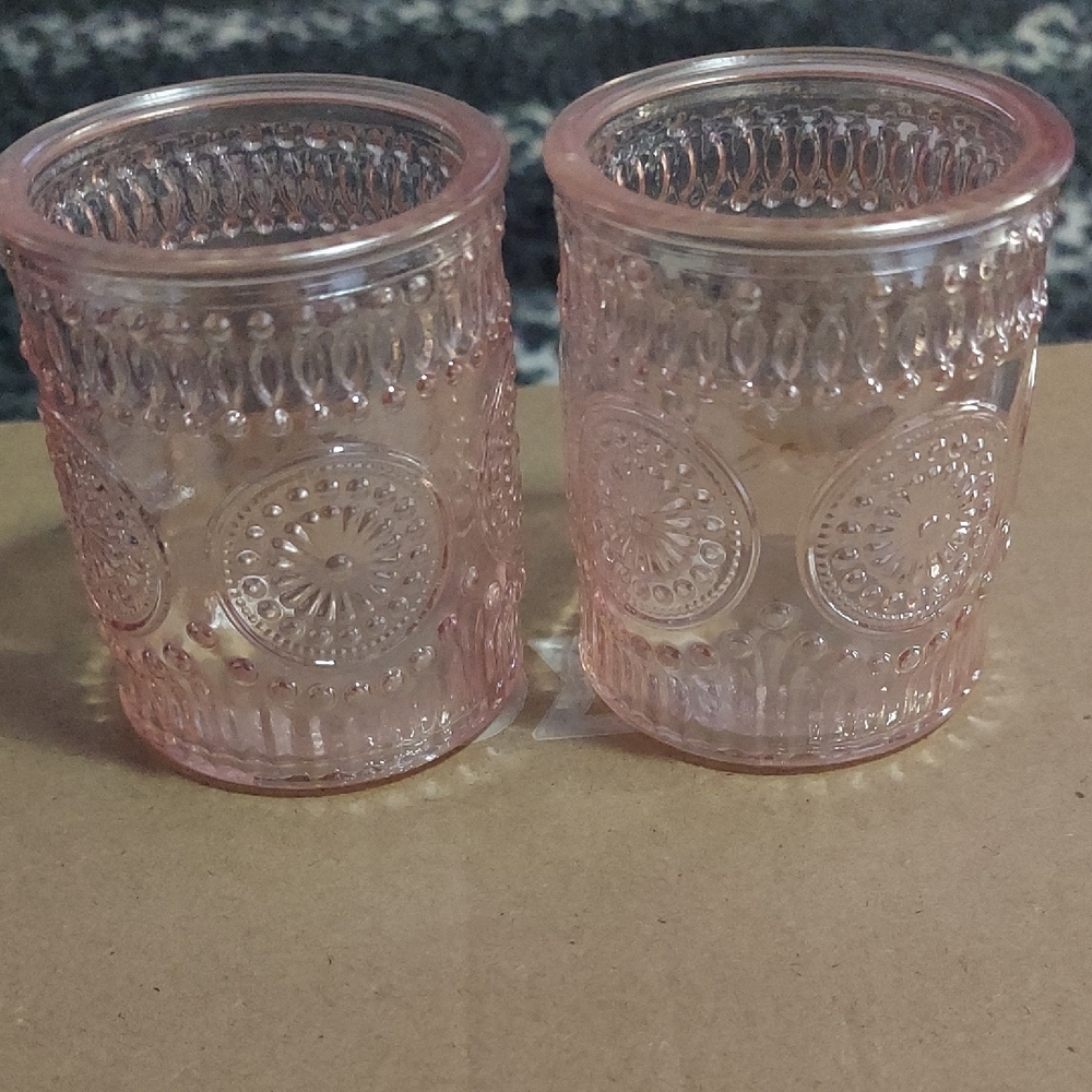 DEVI 8 Pc. Pink Glass Candle Holder , Decor. - Picture 4 of 7